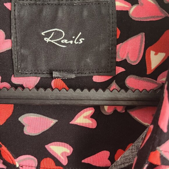 Rails Josephine Heart Print Button-Up Shirt-Sz Med-EUC - Picture 5 of 5